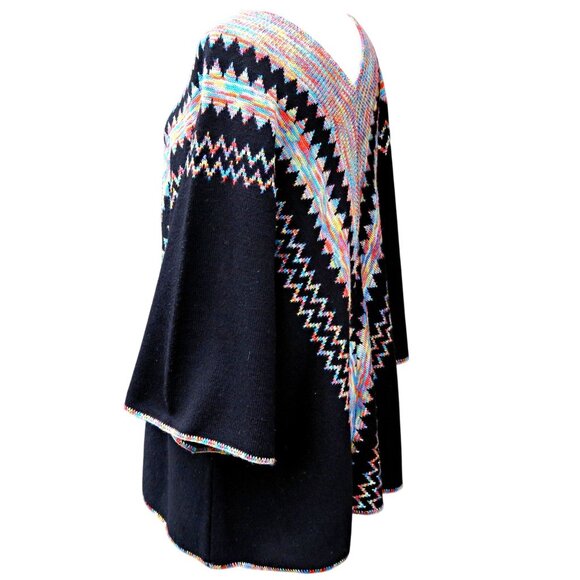 1970s Cuddle Knit Sweater, Op-Art Zigzag Rainbow, Wintuk Acrylic, Size M/L - Picture 3 of 6